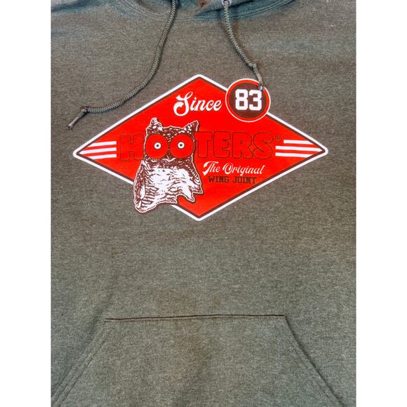 Vintage Hooters Hoodie M Sweatshirt Green Orange Owl Adult Medium Jerzees - Picture 6 of 8